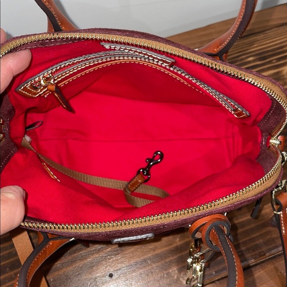 Dooney & Bourke Suede Dome Satchel Crossbody Bag & Charm & Dustbag - Picture 5 of 10